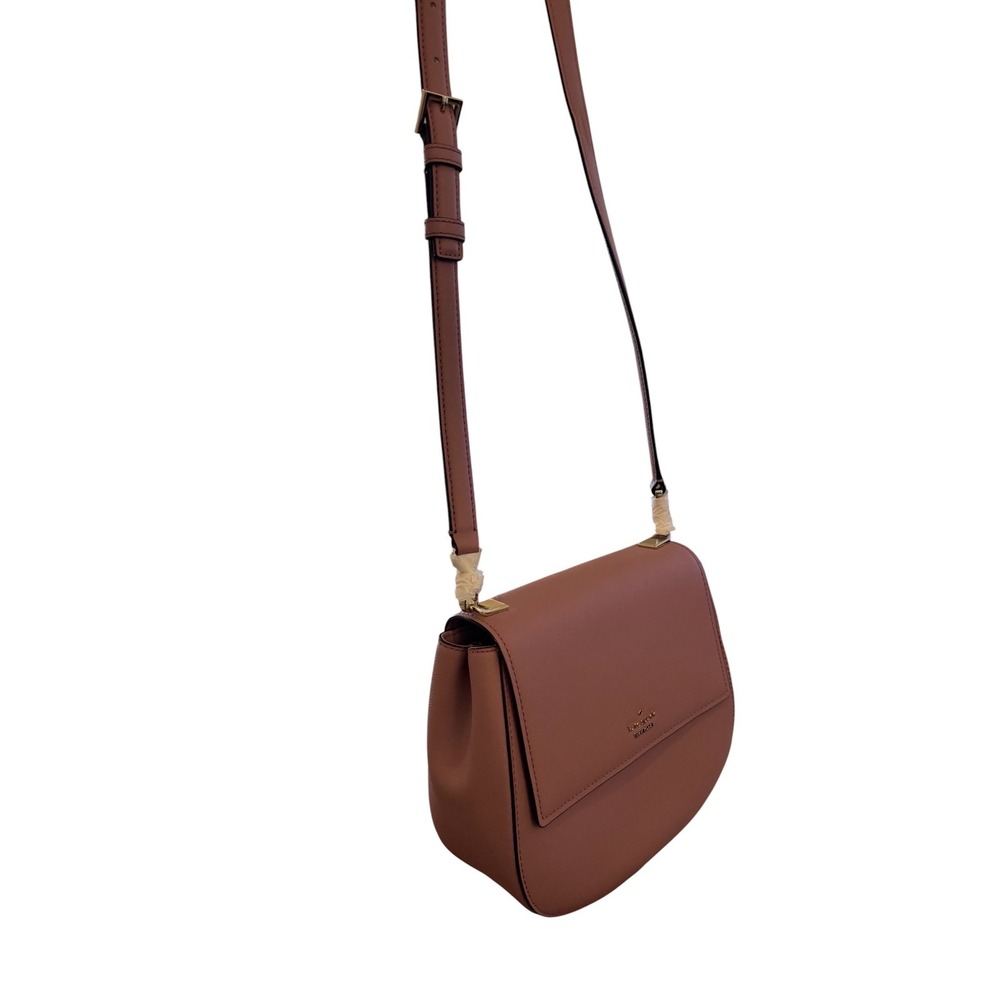 Kate Spade Laurel Way Carsen Leather Crossbody Saddle Bag Dusty Pink Mauve Gold - Picture 11 of 11